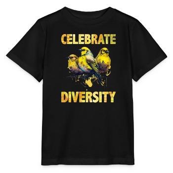 Singvögel Celebrate Diversity Kanarienvögel - Stanley/Stella Kinder T-Shirt MINI CREATOR  - Schwarz - Vorne - Mikhail (115cm)