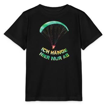 Gleitschirmflieger Ich Hänge hier nur Ab - Stanley/Stella Kinder T-Shirt MINI CREATOR  - Schwarz - Vorne - Mikhail (115cm)
