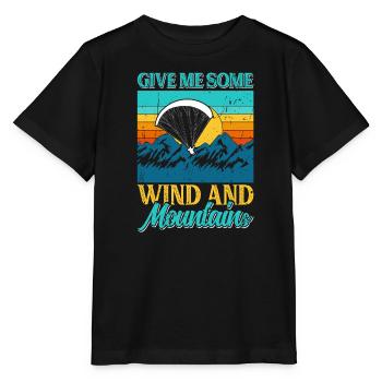 Vol en parapente thermique Donnez-moi le vent et les montagnes - T-shirt bio MINI CREATOR Stanley/Stella Enfant - noir - Devant - Mikhail (115cm)
