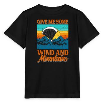 Vol en parapente thermique Donnez-moi le vent et les montagnes - T-shirt bio MINI CREATOR Stanley/Stella Enfant - noir - Devant - Mikhail (115cm)