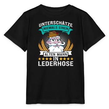 Unterschätze Niemals einen Alten Mann in Lederhose - Stanley/Stella Kinder T-Shirt MINI CREATOR  - Schwarz - Vorne - Mikhail (115cm)
