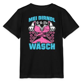Mein Dirndl is in da Wäsch Bayerisches Dirndl Shir - Stanley/Stella Kinder T-Shirt MINI CREATOR  - Schwarz - Vorne - Mikhail (115cm)