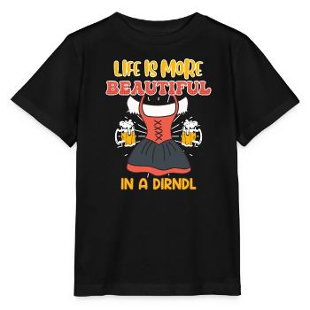 Volksfest Frauen Life is more Beautiful in Dirndl - Stanley/Stella Kinder T-Shirt MINI CREATOR  - Schwarz - Vorne - Mikhail (115cm)
