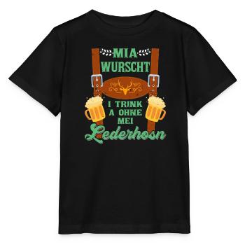 Trachtenshirt Mia Wurscht I Trink a ohne Lederhosn - Stanley/Stella MINI CREATOR Kids’ T-Shirt - black - Front - Mikhail (115cm)