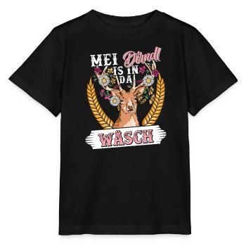 Mein Dirndl is in da Wäsch Bayerisches Dirndl Shir - Stanley/Stella Kinder T-Shirt MINI CREATOR  - Schwarz - Vorne - Mikhail (115cm)