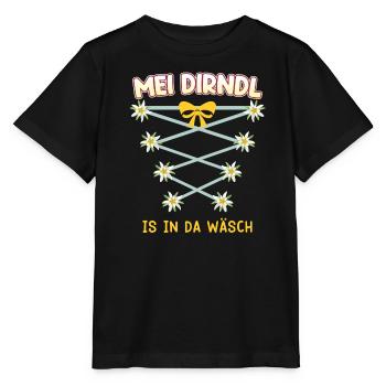 Mein Dirndl is in da Wäsch Bayerisches Dirndl Shir - Stanley/Stella Kinder T-Shirt MINI CREATOR  - Schwarz - Vorne - Mikhail (115cm)