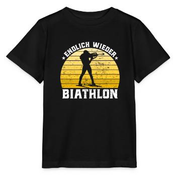 Wintersport Endlich Wieder Biathlon Wettkampf - Stanley/Stella Kinder T-Shirt MINI CREATOR  - Schwarz - Vorne - Mikhail (115cm)