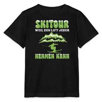 Skitour Weil den Lift Jeder Nehmen Kann - Stanley/Stella Kinder T-Shirt MINI CREATOR  - Schwarz - Vorne - Mikhail (115cm)