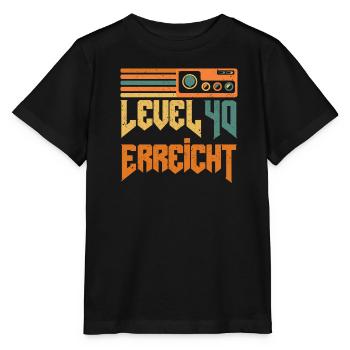 Retro Gamer Level 40 Unlocked B-Day Alter - Stanley/Stella Kinder T-Shirt MINI CREATOR  - Schwarz - Vorne - Mikhail (115cm)