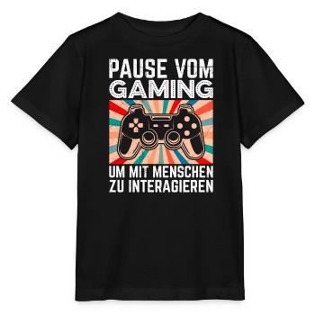 Video Spieler Pause vom Gaming Controller Video - Stanley/Stella Kinder T-Shirt MINI CREATOR  - Schwarz - Vorne - Mikhail (115cm)