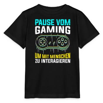 Video Spieler Pause vom Gaming Controller Video - Stanley/Stella Kinder T-Shirt MINI CREATOR  - Schwarz - Vorne - Mikhail (115cm)