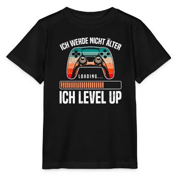 Retro Gamer B-Day Werde nicht Älter Ich Level Up - Stanley/Stella Kinder T-Shirt MINI CREATOR  - Schwarz - Vorne - Mikhail (115cm)