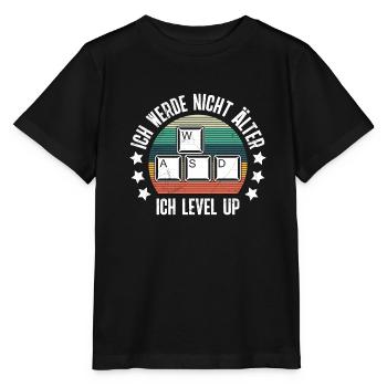 Retro Gamer B-Day Werde nicht Älter Ich Level Up - Stanley/Stella Kinder T-Shirt MINI CREATOR  - Schwarz - Vorne - Mikhail (115cm)