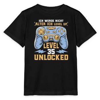 Retro Gamer B-Day Level 35 Unlocked Zocker - Stanley/Stella Kinder T-Shirt MINI CREATOR  - Schwarz - Vorne - Mikhail (115cm)