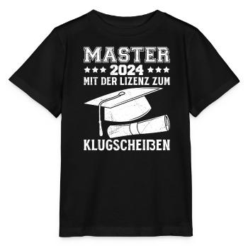Master 2024 Mit der Lizenz zum Klugscheißen - Stanley/Stella Kinder T-Shirt MINI CREATOR  - Schwarz - Vorne - Mikhail (115cm)