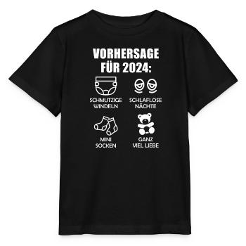 Werdende Eltern Vorhersage für 2024 Werdender Papa - Stanley/Stella Kinder T-Shirt MINI CREATOR  - Schwarz - Vorne - Mikhail (115cm)
