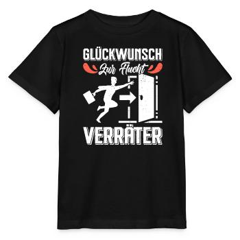 Glückwunsch zur Flucht VERRÄTER Abschied - Stanley/Stella Kinder T-Shirt MINI CREATOR  - Schwarz - Vorne - Mikhail (115cm)