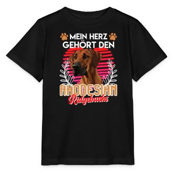 Ridgeback MEIN HERZ GEHÖRT DEN RHODESIAN RIDGEBACK - Stanley/Stella Kinder T-Shirt MINI CREATOR  - Schwarz - Vorne - Mikhail (115cm)