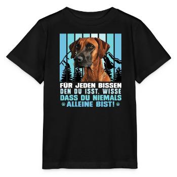 Rhodesian Ridgeback FÜR JEDEN BISSEN DEN DU ISST - Stanley/Stella Kinder T-Shirt MINI CREATOR  - Schwarz - Vorne - Mikhail (115cm)