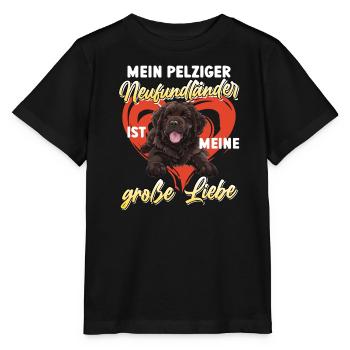 Neufundländer MEIN PELZIGER NEUFUNDLÄNDER LIEBE - Stanley/Stella Kinder T-Shirt MINI CREATOR  - Schwarz - Vorne - Mikhail (115cm)
