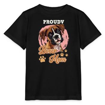 Boxer allemand PROUD BOXER MOM Boxer Propriétaire - T-shirt bio MINI CREATOR Stanley/Stella Enfant - noir - Devant - Mikhail (115cm)
