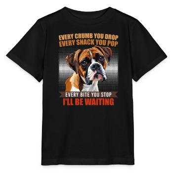 Boxer CHAQUE MIETTE QUE TU DÉPOSES, JE T’ATTENDRAI - T-shirt bio MINI CREATOR Stanley/Stella Enfant - noir - Devant - Mikhail (115cm)