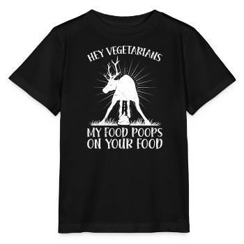Anti Vegan Hey Végétariens Ma nourriture fait caca sur la vôtre - T-shirt bio MINI CREATOR Stanley/Stella Enfant - noir - Devant - Mikhail (115cm)