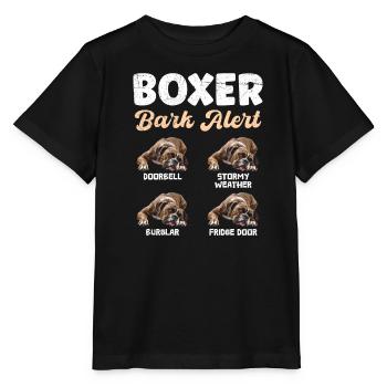BOXER BARK ALERT Deutscher Boxer Lustiges - Stanley/Stella Kinder T-Shirt MINI CREATOR  - Schwarz - Vorne - Mikhail (115cm)