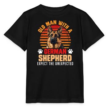 Hundepapa OLD MAN WITH A GERMAN SHEPHERD - Stanley/Stella MINI CREATOR Kids’ T-Shirt - black - Front - Mikhail (115cm)