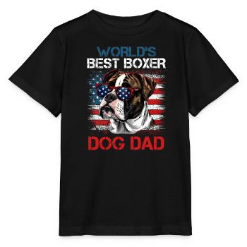 Boxeur allemand USA MEILLEUR BOXEUR DU MONDE PAPA - T-shirt bio MINI CREATOR Stanley/Stella Enfant - noir - Devant - Mikhail (115cm)