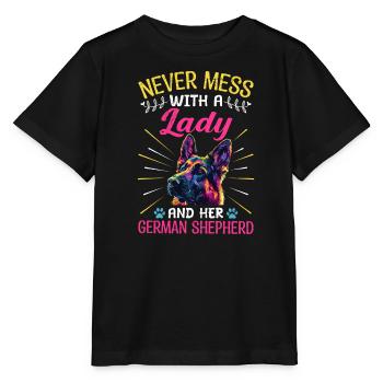 NE JAMAIS MESSER AVEC UNE DAME ET SON BERGER - T-shirt bio MINI CREATOR Stanley/Stella Enfant - noir - Devant - Mikhail (115cm)