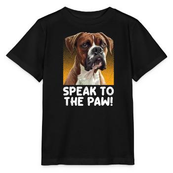 Boxeur allemand PARLEZ AVEC LA PATTE ! Chien boxeur - T-shirt bio MINI CREATOR Stanley/Stella Enfant - noir - Devant - Mikhail (115cm)