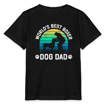 Boxeur allemand WORLD’S BEST BOXER DAD Fan de boxeur - T-shirt bio MINI CREATOR Stanley/Stella Enfant - noir - Devant - Mikhail (115cm)