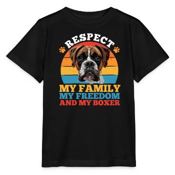 Boxeur allemand RESPECTEZ MA FAMILLE MA LIBERTÉ - T-shirt bio MINI CREATOR Stanley/Stella Enfant - noir - Devant - Mikhail (115cm)