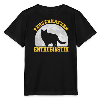 PERSERKATZEN ENTHUSIASTIN Perser Katzenmama - Stanley/Stella Kinder T-Shirt MINI CREATOR  - Schwarz - Vorne - Mikhail (115cm)