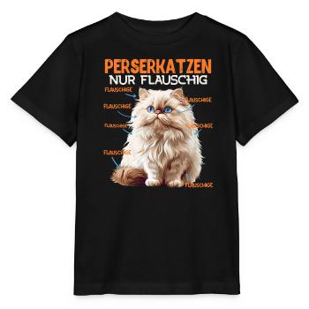PERSERKATZEN NUR FLAUSCHIG Perser Katze - Stanley/Stella Kinder T-Shirt MINI CREATOR  - Schwarz - Vorne - Mikhail (115cm)