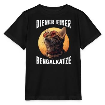 Chat du Bengale SERVITEUR D’UN CHAT DU BENGALE Drôle - T-shirt bio MINI CREATOR Stanley/Stella Enfant - noir - Devant - Mikhail (115cm)