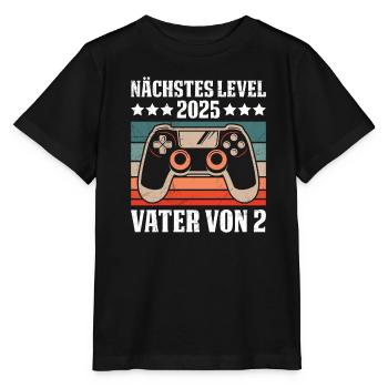 Zukünftiger Vater NÄCHSTES LEVEL 2025 VATER VON 2 - Stanley/Stella Kinder T-Shirt MINI CREATOR  - Schwarz - Vorne - Mikhail (115cm)