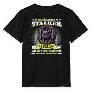 Newfie PERSONAL STALKER Lustiges Neufundländer - Stanley/Stella Kinder T-Shirt MINI CREATOR  - Schwarz - Vorne - Mikhail (115cm)