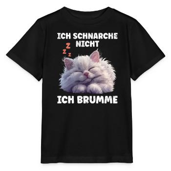 Perserkatze SCHNARCHE NICHT ICH BRUMME Lustiges - Stanley/Stella Kinder T-Shirt MINI CREATOR  - Schwarz - Vorne - Mikhail (115cm)