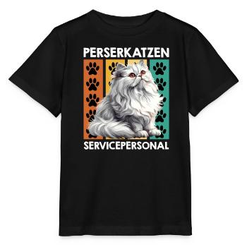 PERSERKATZEN SERVICEPERSONAL Lustiges Perser - Stanley/Stella Kinder T-Shirt MINI CREATOR  - Schwarz - Vorne - Mikhail (115cm)
