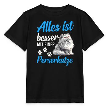 Persian Cat EVERYTHING IS BETTER WITH A PERSIAN CAT - Stanley/Stella MINI CREATOR Kids’ T-Shirt - black - Front - Mikhail (115cm)