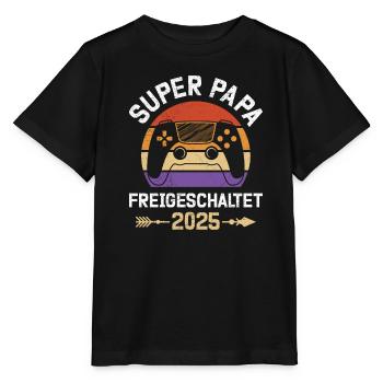 Dad-to-be SUPER DAD UNLOCKED - Stanley/Stella MINI CREATOR Kids’ T-Shirt - black - Front - Mikhail (115cm)