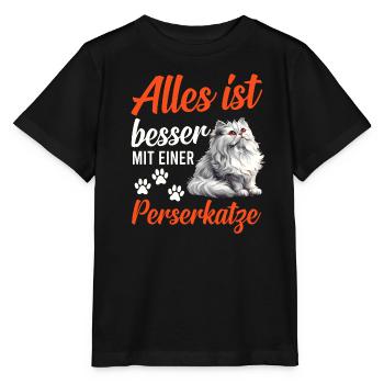 Persian Cat EVERYTHING IS BETTER WITH A PERSIAN CAT - Stanley/Stella MINI CREATOR Kids’ T-Shirt - black - Front - Mikhail (115cm)