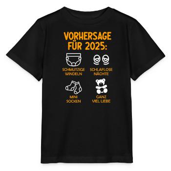 Werdende Eltern Vorhersage für 2025 Werdender Papa - Stanley/Stella Kinder T-Shirt MINI CREATOR  - Schwarz - Vorne - Mikhail (115cm)