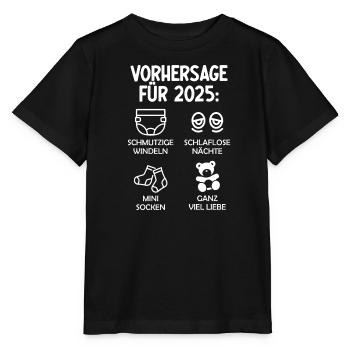 Werdende Eltern Vorhersage für 2025 Werdender Papa - Stanley/Stella Kinder T-Shirt MINI CREATOR  - Schwarz - Vorne - Mikhail (115cm)