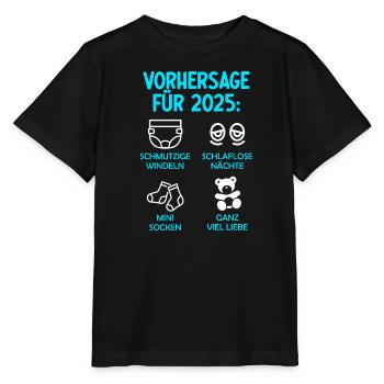 Werdende Eltern Vorhersage für 2025 Werdender Papa - Stanley/Stella Kinder T-Shirt MINI CREATOR  - Schwarz - Vorne - Mikhail (115cm)