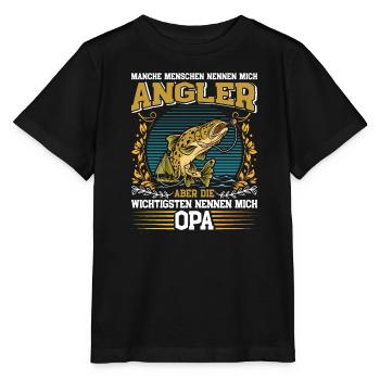 Opi MANCHE MENSCHEN NENNEN MICH ANGLER BIN OPA - Stanley/Stella Kinder T-Shirt MINI CREATOR  - Schwarz - Vorne - Mikhail (115cm)