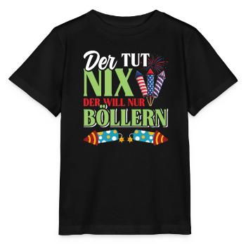 Pyrotechniker DER TUT NIX DER WILL NUR BÖLLERN - Stanley/Stella Kinder T-Shirt MINI CREATOR  - Schwarz - Vorne - Mikhail (115cm)