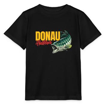 DONAU FLÜSTERER Angler Outfit Angeln Hobby - Stanley/Stella Kinder T-Shirt MINI CREATOR  - Schwarz - Vorne - Mikhail (115cm)